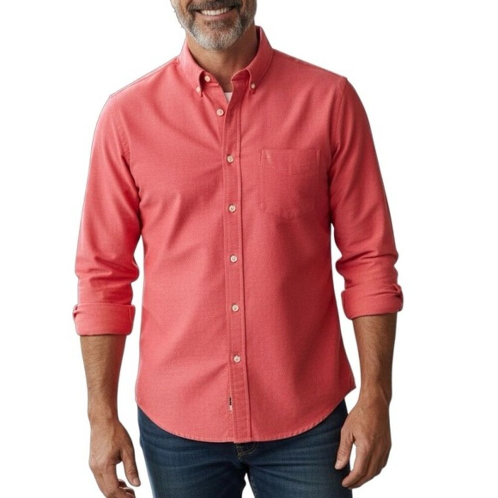 Oxford Slim Fit Button-Down Shirt in Red | Size Medium